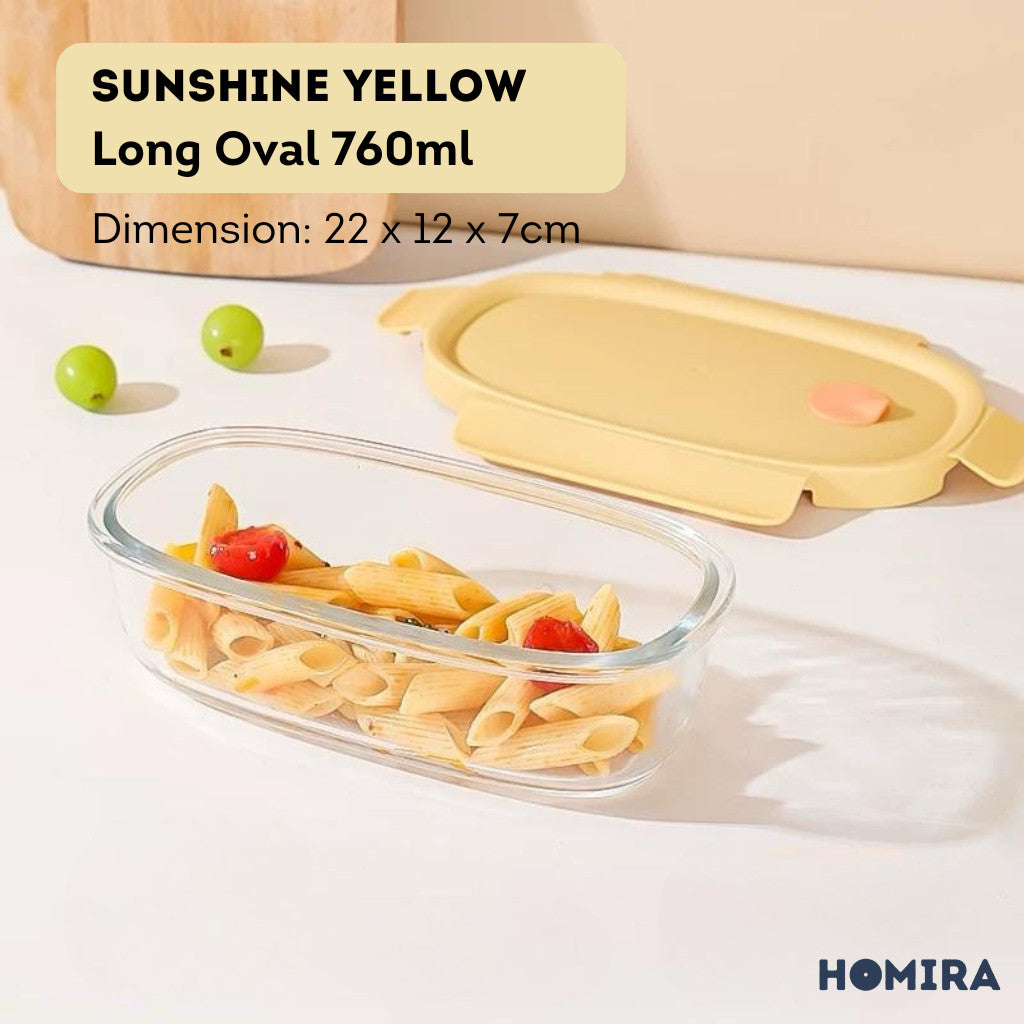HOMIRA Summer Series Borosilicate Glass Food Container Lunch Box (450ml-940ml)