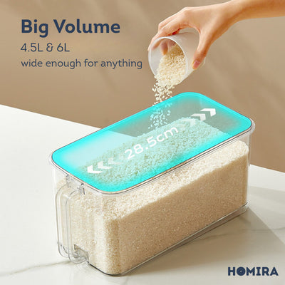 HOMIRA Compress Vacuum Rice Container Airtight Food Storage (4.5L/6L)
