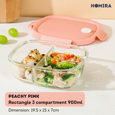 HOMIRA Summer Series Borosilicate Glass Food Container Lunch Box (450ml-940ml)