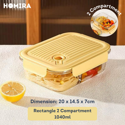 HOMIRA Sunflower Yellow Borosilicate Glass Food Container (450ml-1100ml)