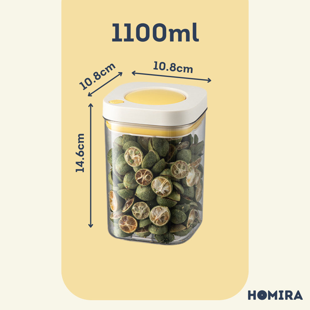 HOMIRA Press-Type Push Button Airtight Food Canister (380ml / 1100ml / 1800ml)