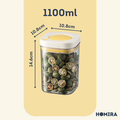 HOMIRA Press-Type Push Button Airtight Food Canister (380ml / 1100ml / 1800ml)
