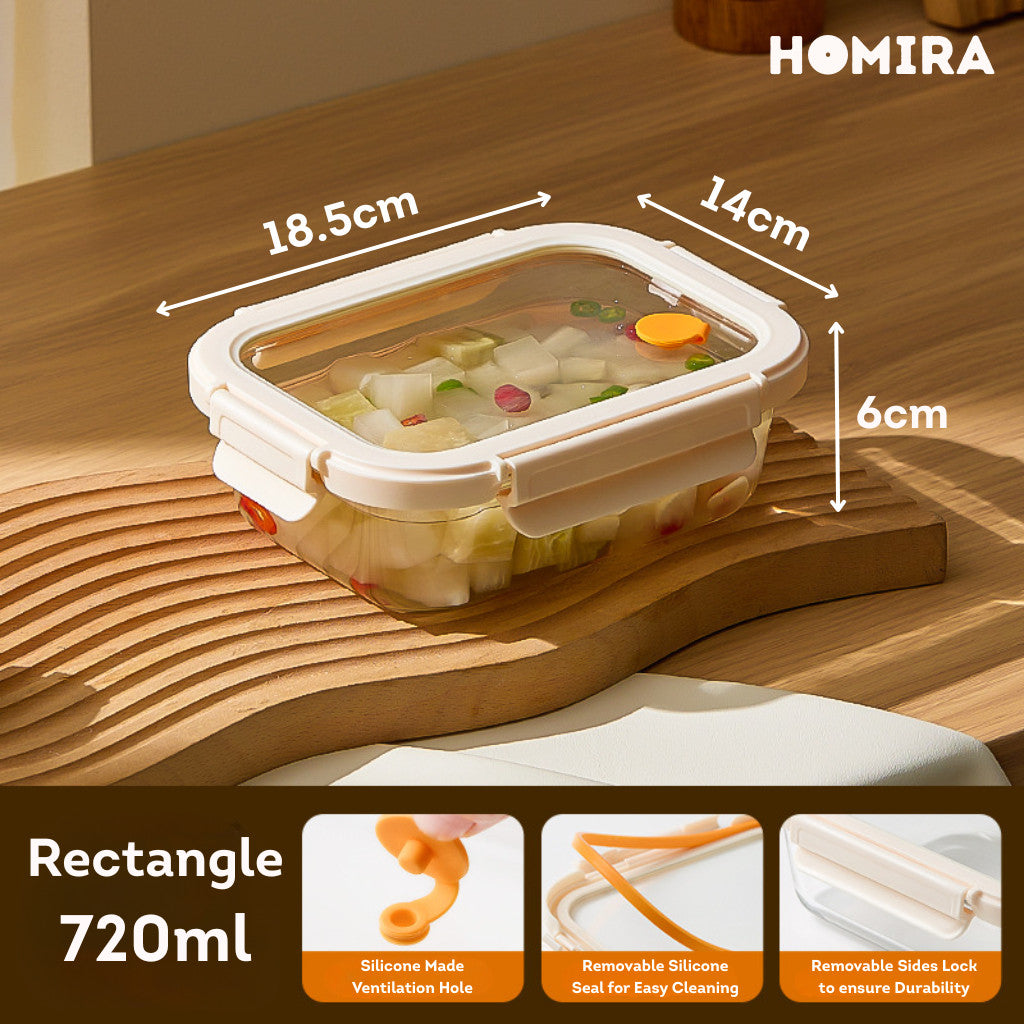 HOMIRA Signature Series Borosilicate Glass Food Container (450ml-2600ml)
