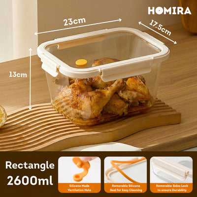 HOMIRA Signature Series Giant Rectangle Borosilicate Glass Food Container (1520ml-2600ml)
