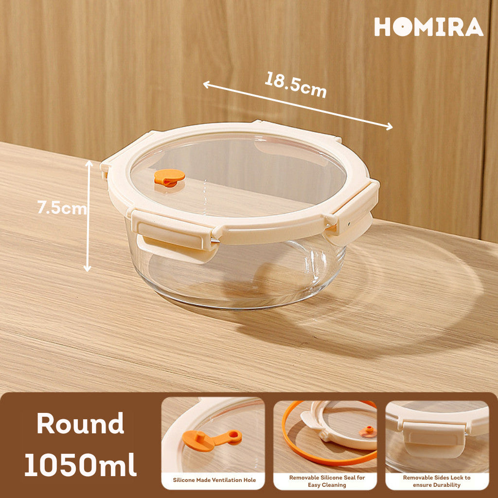 HOMIRA Signature Series Borosilicate Glass Food Container (450ml-2600ml)