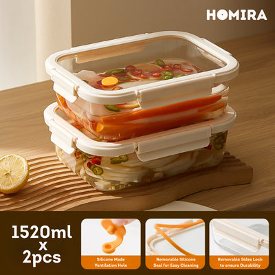 HOMIRA Signature Series Giant Rectangle Borosilicate Glass Food Container (1520ml-2600ml)