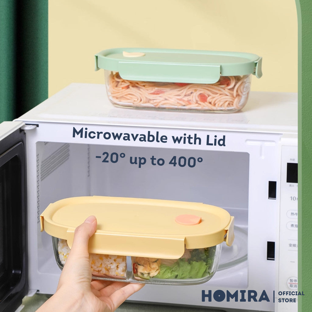 HOMIRA Long Oval Borosilicate Glass Food Container (760ml)