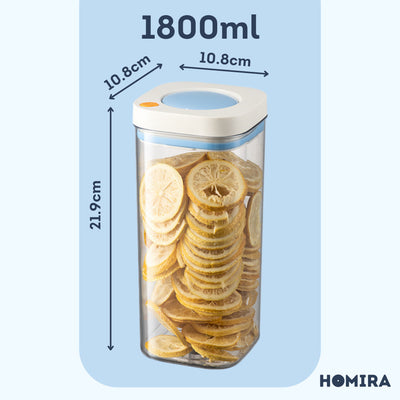 HOMIRA Press-Type Push Button Airtight Food Canister (380ml / 1100ml / 1800ml)