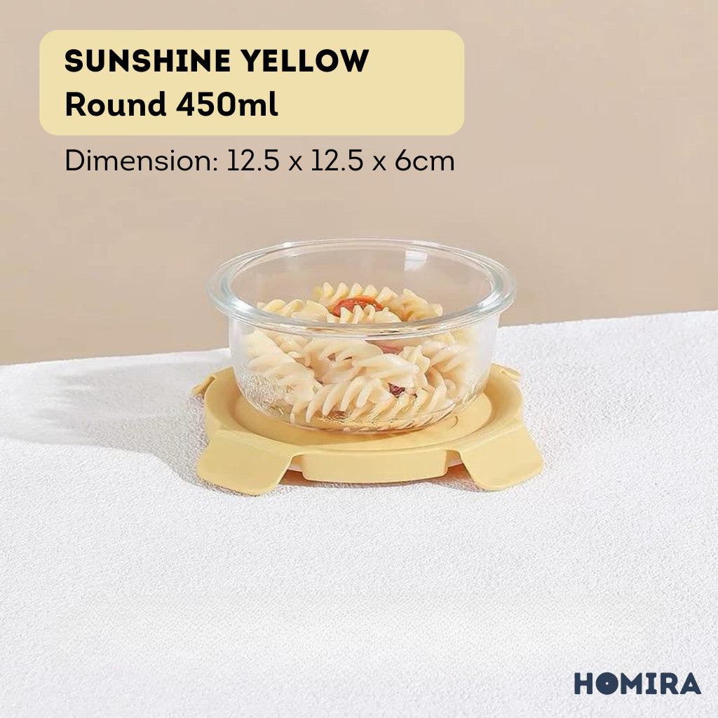 HOMIRA Summer Series Borosilicate Glass Food Container Lunch Box (450ml-940ml)