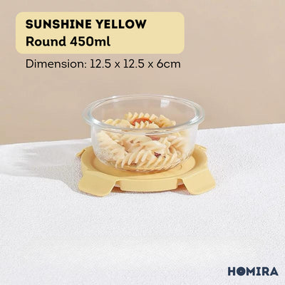 HOMIRA Summer Series Borosilicate Glass Food Container Lunch Box (450ml-940ml)