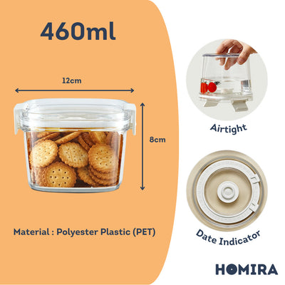 HOMIRA Vacuum Seal Compress Food Container for Dry Food Storage (460ml-1800ml)