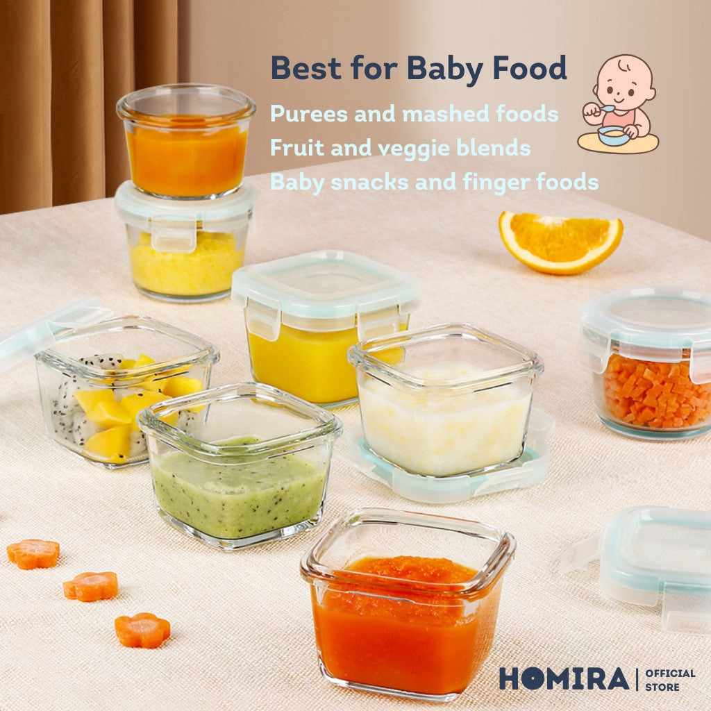 HOMIRA Classic Mini Glass Baby Food Container (130ml - 450ml)