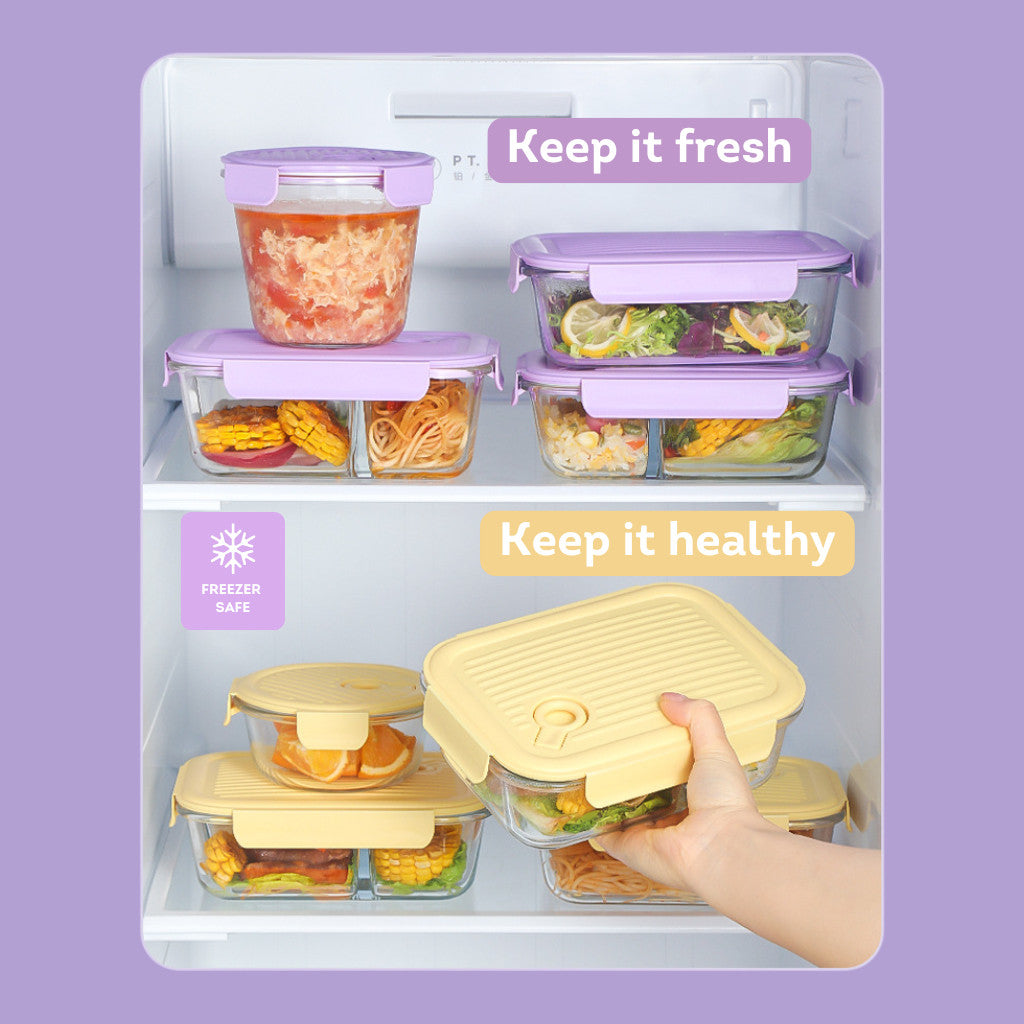 HOMIRA Floral Blossom Series Borosilicate Glass Food Container (450ml-1100ml)