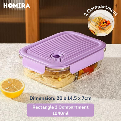 HOMIRA Floral Blossom Series Borosilicate Glass Food Container (450ml-1100ml)