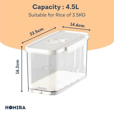 HOMIRA Compress Vacuum Rice Container Airtight Food Storage (4.5L/6L)