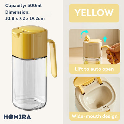 HOMIRA Cooking Oil Glass Dispenser Auto Flip (500ml)