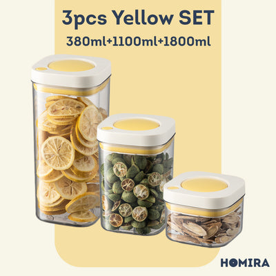 HOMIRA Press-Type Push Button Airtight Food Canister (380ml / 1100ml / 1800ml)