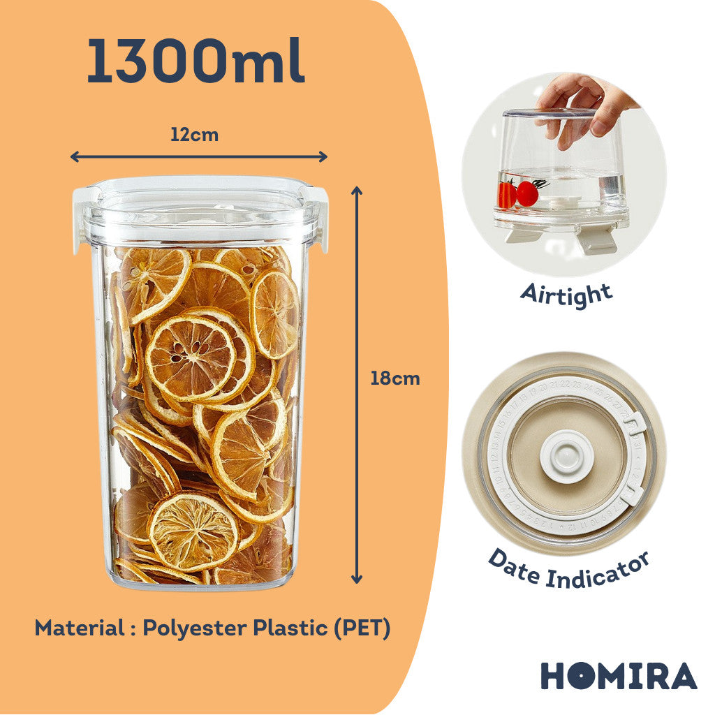 HOMIRA Vacuum Seal Compress Food Container for Dry Food Storage (460ml-1800ml)