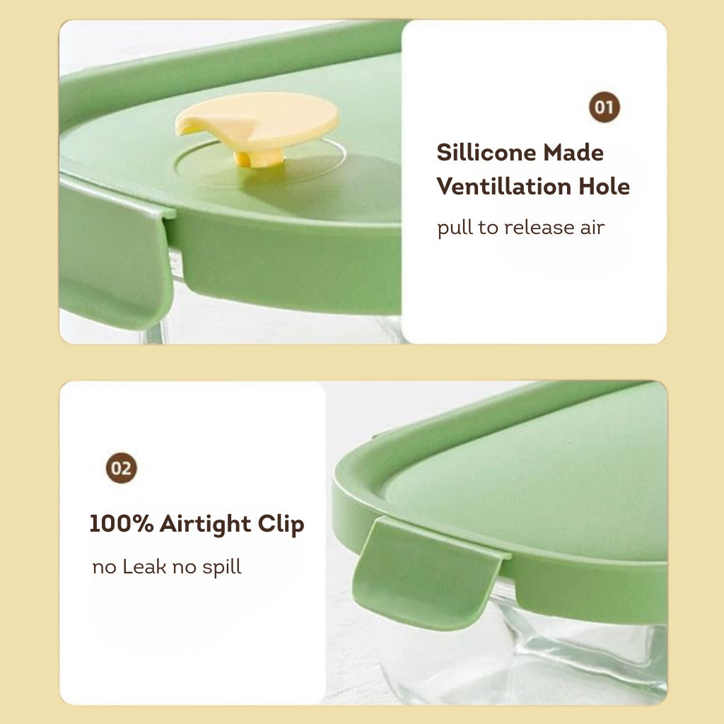 HOMIRA Summer Series Rectangle Borosilicate Glass Food Container Lunch Box (760ml-940ml)