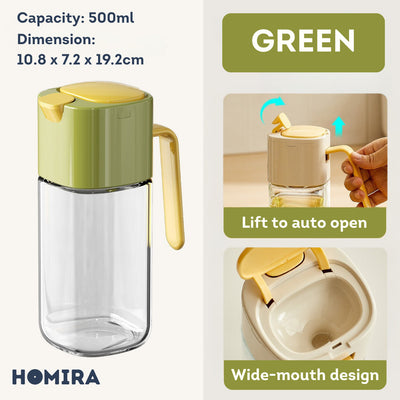 HOMIRA Cooking Oil Glass Dispenser Auto Flip (500ml)