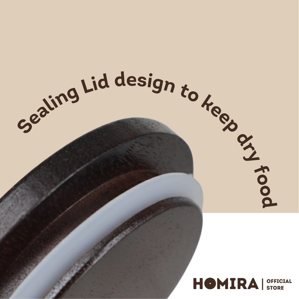 HOMIRA Embossed Glass Jar with Dark Wood Lid - 520ml / 750ml