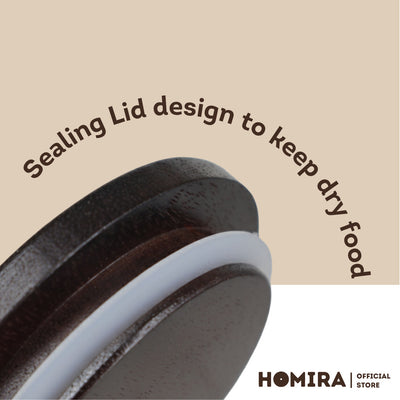 HOMIRA Embossed Glass Jar with Dark Wood Lid - 520ml / 750ml