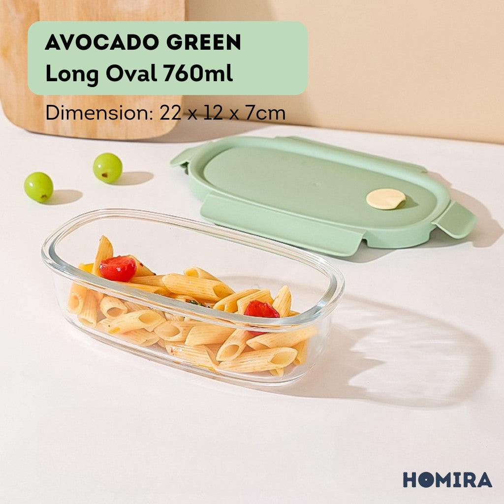 HOMIRA Summer Series Borosilicate Glass Food Container Lunch Box (450ml-940ml)