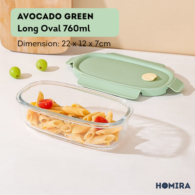 HOMIRA Summer Series Borosilicate Glass Food Container Lunch Box (450ml-940ml)