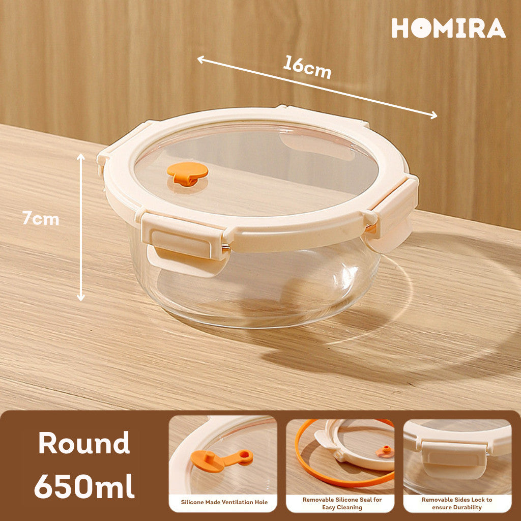 HOMIRA Signature Series Borosilicate Glass Food Container (450ml-2600ml)