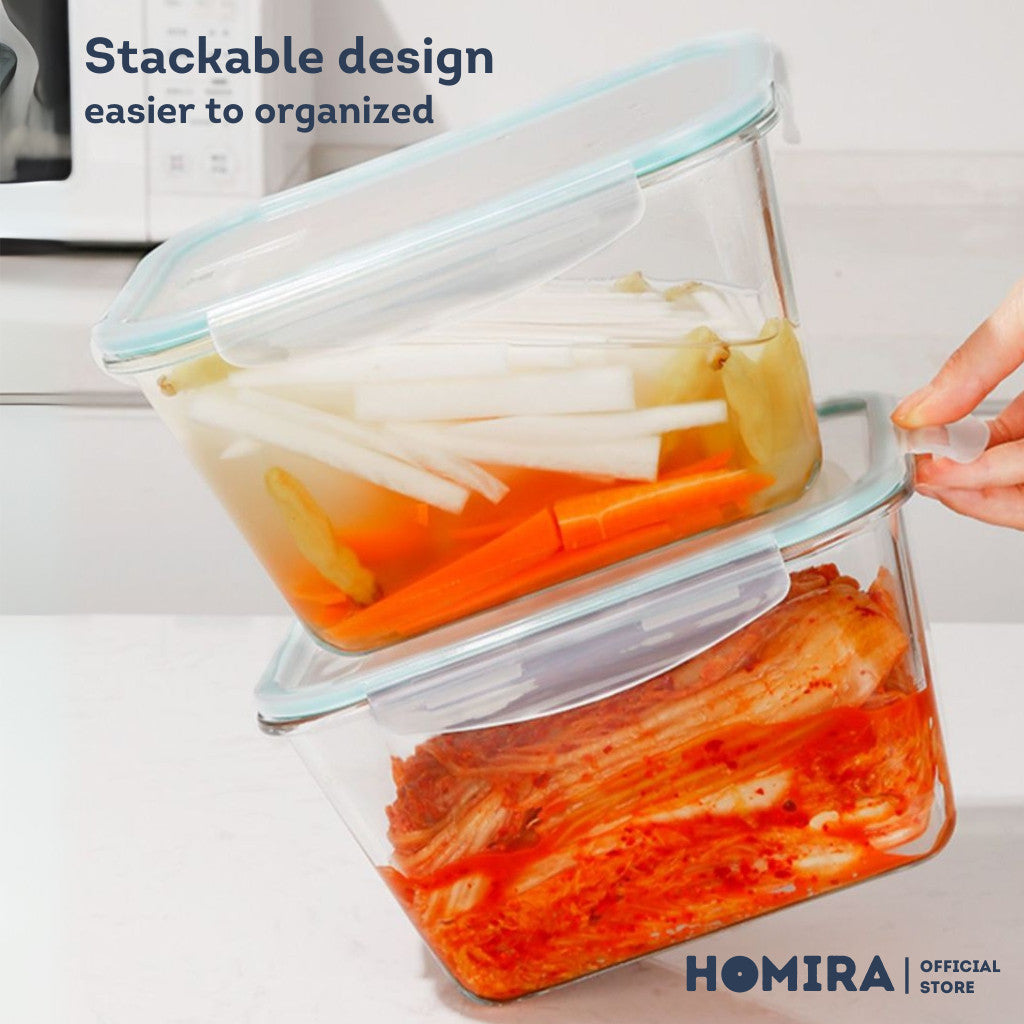 HOMIRA Classic Big Rectangle Borosilicate Glass Food Container (2600ml)