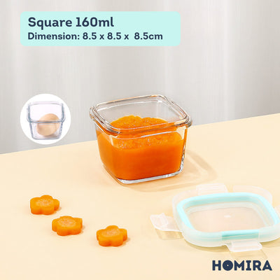 HOMIRA Classic Borosilicate Glass Food Container Airtight Leakproof Oven Safe (130ml-2600ml)