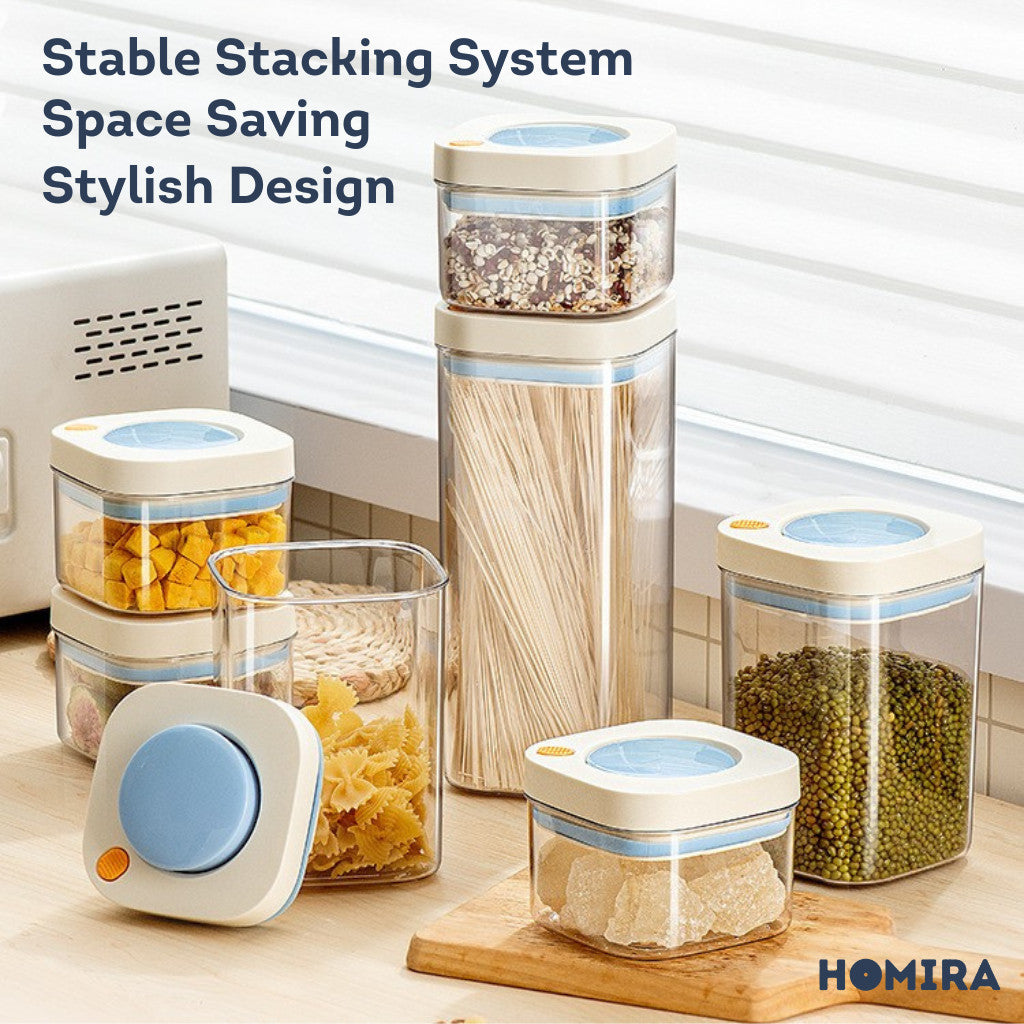 HOMIRA Press-Type Push Button Airtight Food Canister (380ml / 1100ml / 1800ml)