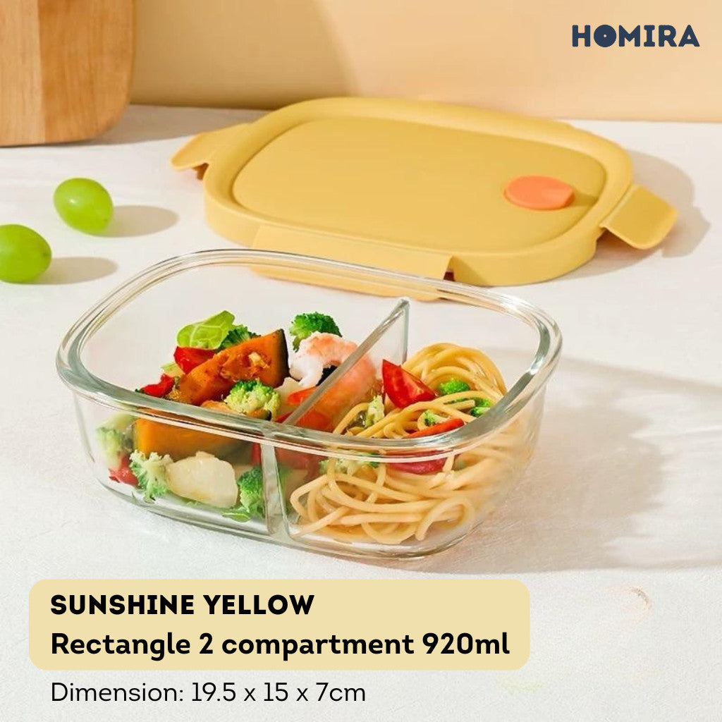 HOMIRA Summer Series Borosilicate Glass Food Container Lunch Box (450ml-940ml)