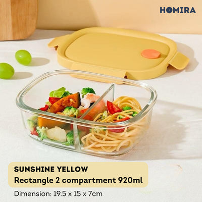 HOMIRA Summer Series Borosilicate Glass Food Container Lunch Box (450ml-940ml)