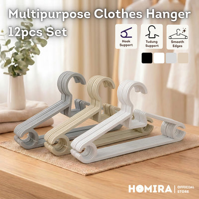 HOMIRA Multipurpose Plastic Clothes Hanger Non-slip Durable (12 Pcs/Set)