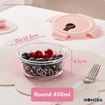 HOMIRA Lovey Cloud Series Glass Lunch Box & Insulated Bag Set (450ml - 1100ml)