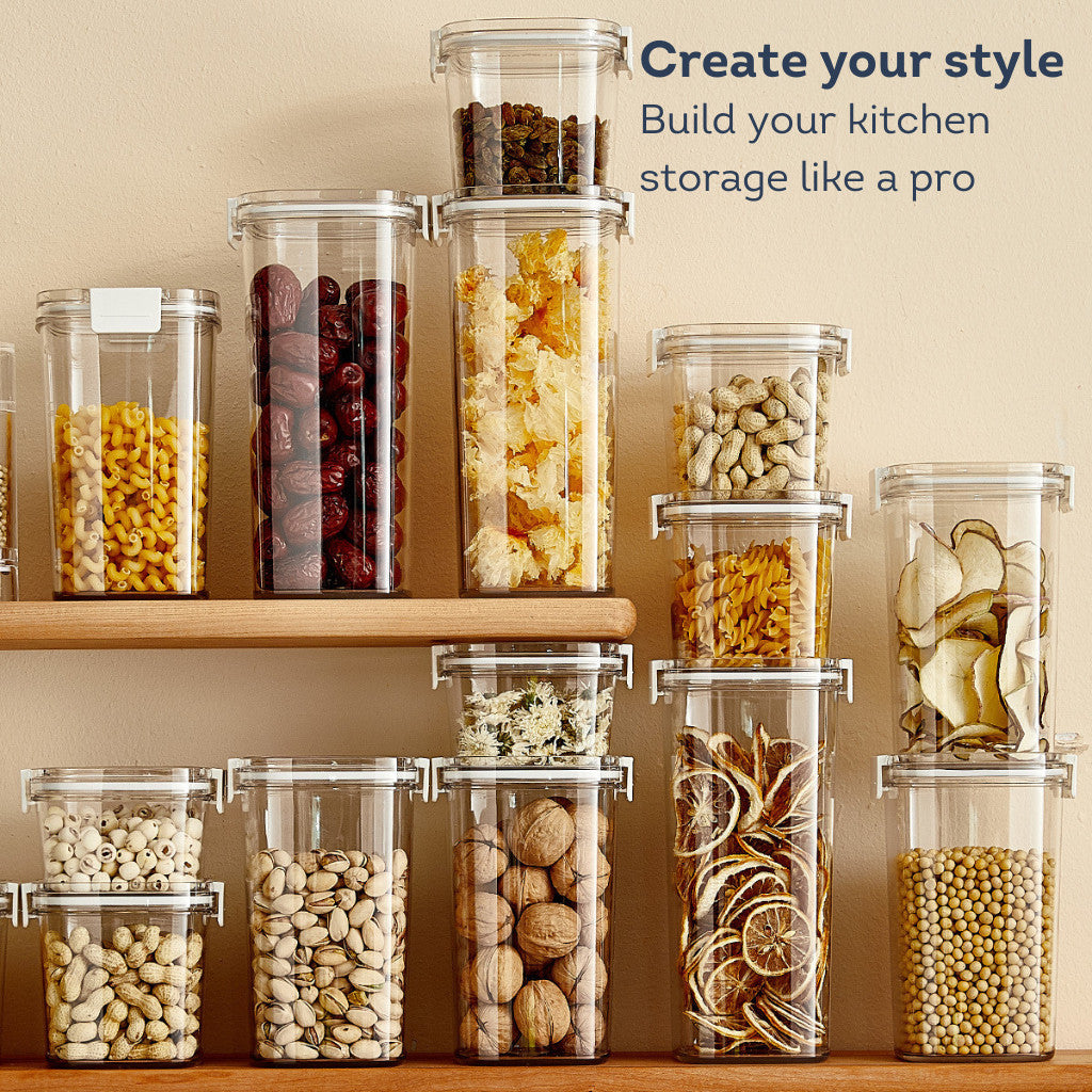 HOMIRA Vacuum Seal Compress Dry Food Storage Container Set (4pcs / 8pcs / 13pcs Set)