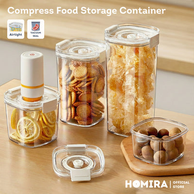 HOMIRA Vacuum Seal Compress Food Container for Dry Food Storage (460ml-1800ml)