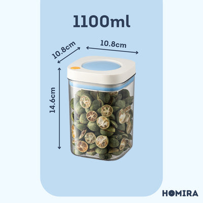 HOMIRA Press-Type Push Button Airtight Food Canister (380ml / 1100ml / 1800ml)