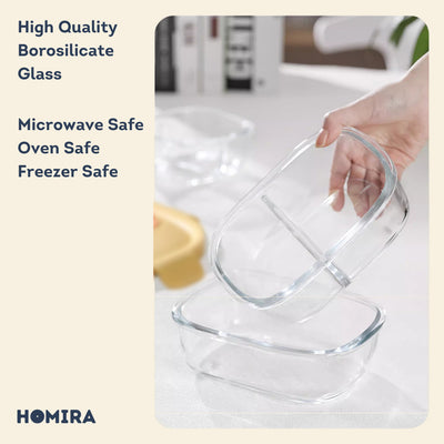 HOMIRA Sunshine Yellow Borosilicate Glass Food Container (450ml-940ml)