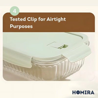 HOMIRA Wave Series Borosilicate Glass Food Container Airtight Microwave Safe (450ml-1050ml)