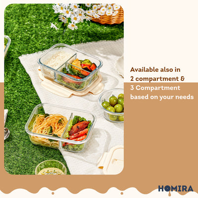 HOMIRA Buttercream Series Borosilicate Glass Lunchbox Bag Set