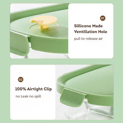 HOMIRA Avocado Green Borosilicate Glass Food Container (450ml - 940ml)