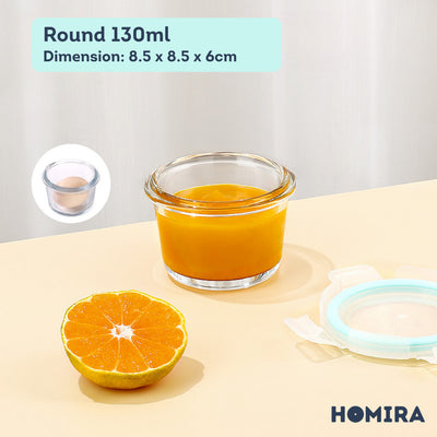 HOMIRA Classic Borosilicate Glass Food Container Airtight Leakproof Oven Safe (130ml-2600ml)