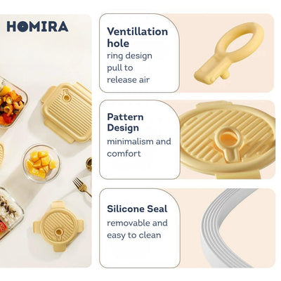 HOMIRA Sunflower Yellow Borosilicate Glass Food Container (450ml-1100ml)