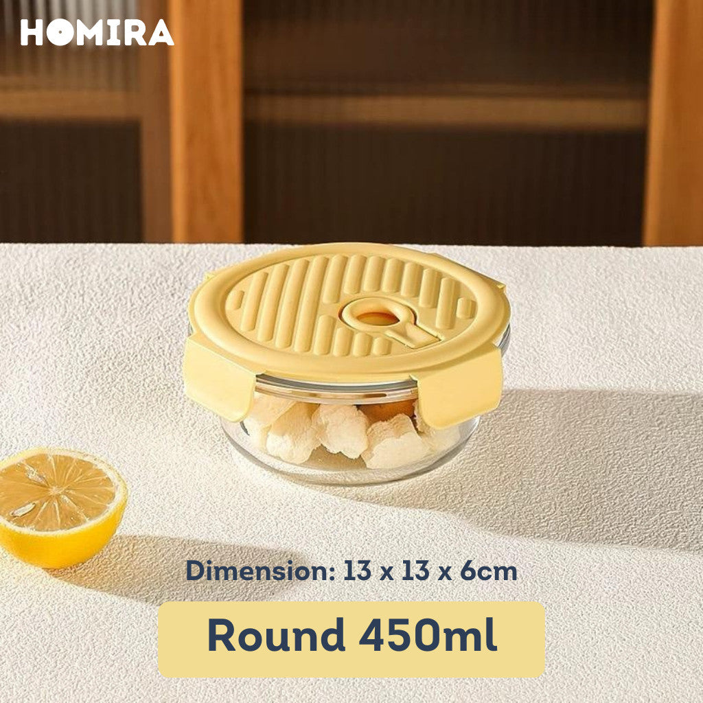 HOMIRA Floral Blossom Series Borosilicate Glass Food Container (450ml-1100ml)