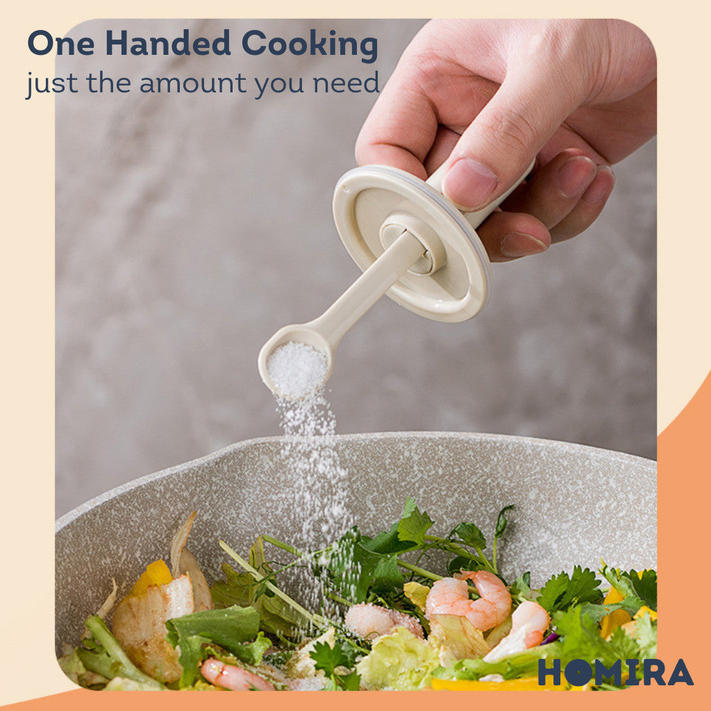 HOMIRA Kitchen Square Glass Condiment Jar with Inner Spoon