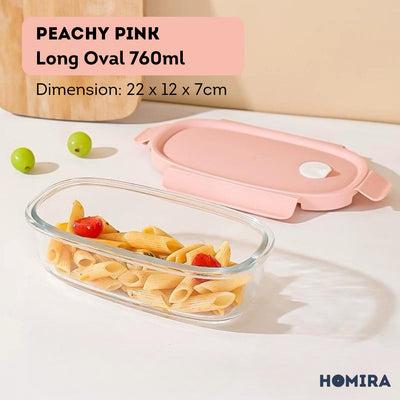 HOMIRA Summer Series Borosilicate Glass Food Container Lunch Box (450ml-940ml)
