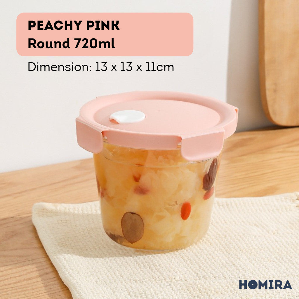 HOMIRA Summer Series Borosilicate Glass Food Container Lunch Box (450ml-940ml)