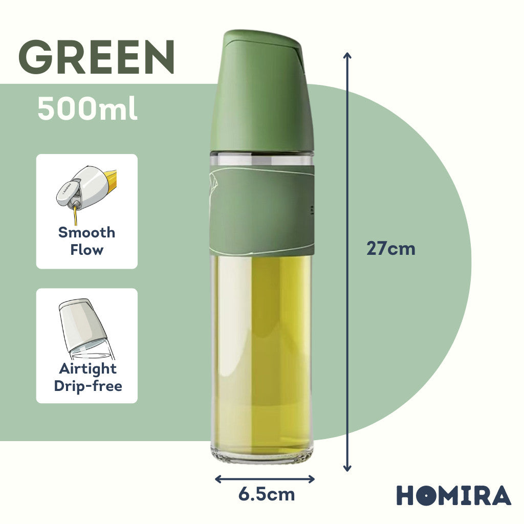 HOMIRA Seasoning & Oil Dispenser Glass Bottle with Auto Flip - 500ml